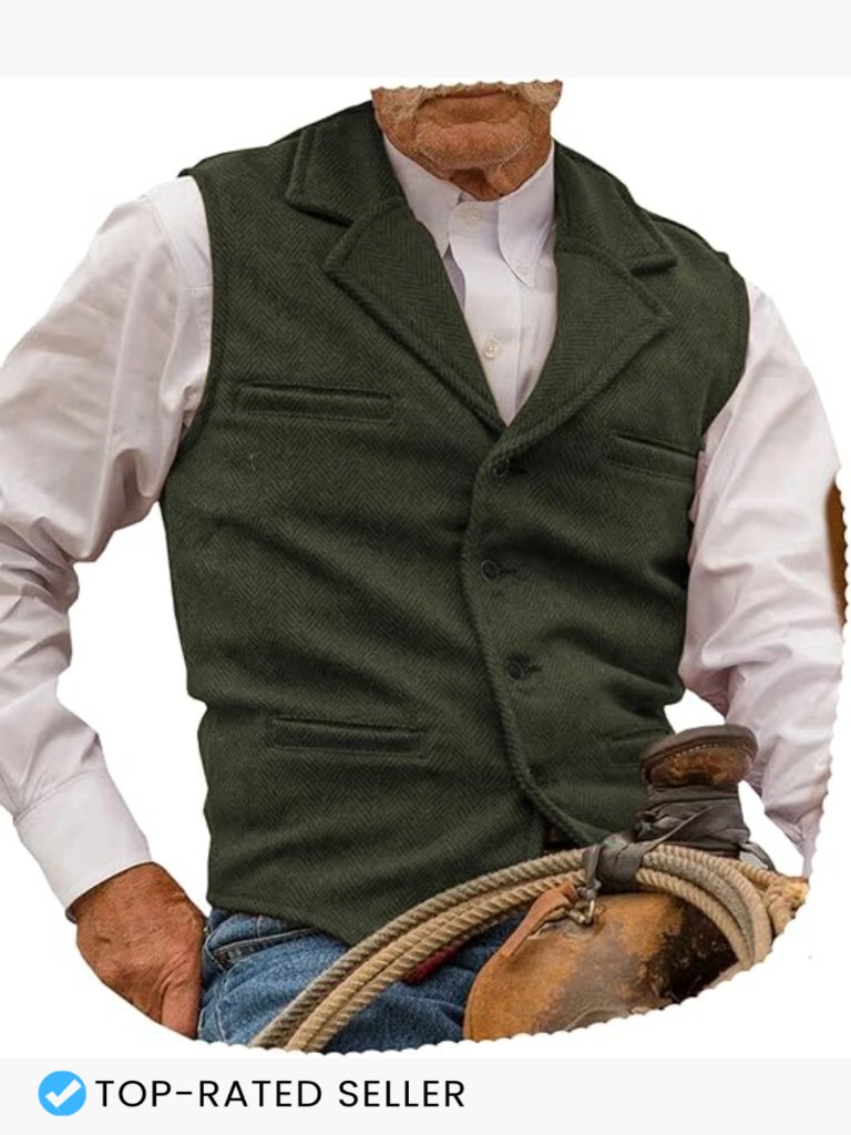 Herringbone Tweed Vest Retro Classic Business Casual Wedding Wool Blend